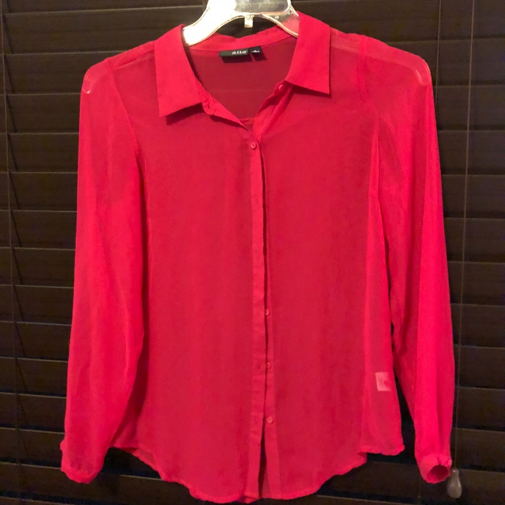 Pink sheer button-down